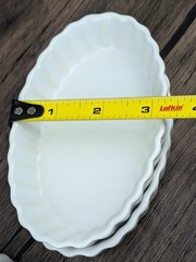 4 Piece Set Bonjour Creme Brulee Oval Porcelain Ramekin Are Oven Safe To 450°F
