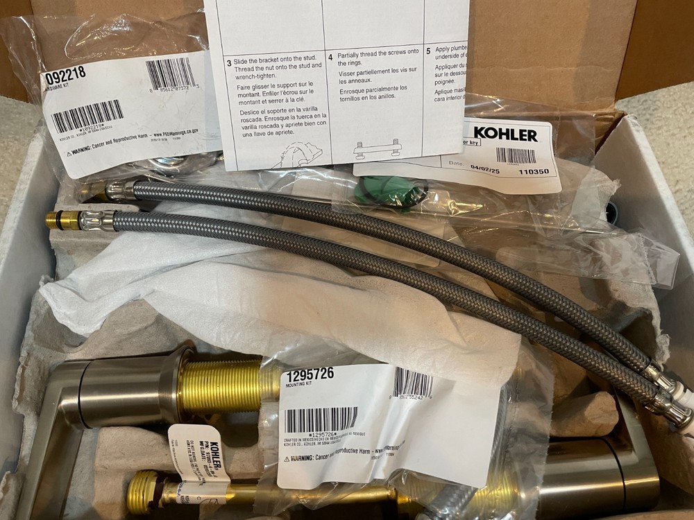 Kohler ‎Wide Spread BathroomSink Faucet 97093-4-BN – Sliver – Open Box