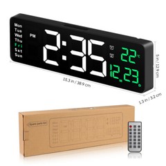 Large LED Digital Wall Clock Temperature Date Day Display USB Remote Control