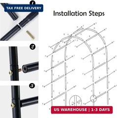 Adorox 7.8ft Garden Arch Trellis for Climbing Plants, Metal Arch Frame, Pumpkin