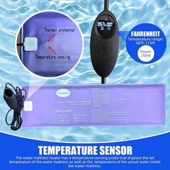 Smart Waterbed Heater with LED Digital Controller, 250W Waterbed Heating Pad for