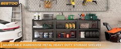 3-Tier Heavy Duty Metal Shelving Unit Garage Shelves Utility Rack Adjustable