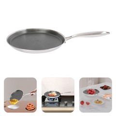 11in Stainless Steel Crepe Pan Pancake Pan Non Stick Cooking Pan For Kitchen