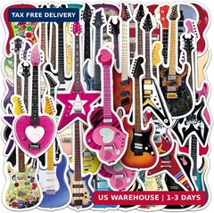 50Pcs Guitar Stickers, Cool Electric Guitar Bass Stickers for Kids Teens Adults,