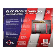 Mayhew 21pc Punch and Chisel Set 60210F w Foam Block Pilot Pin Solid Made in USA