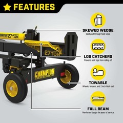 Champion Power Equipment 27-Ton Horizontal/Vertical Log Splitter, 224cc Engine,