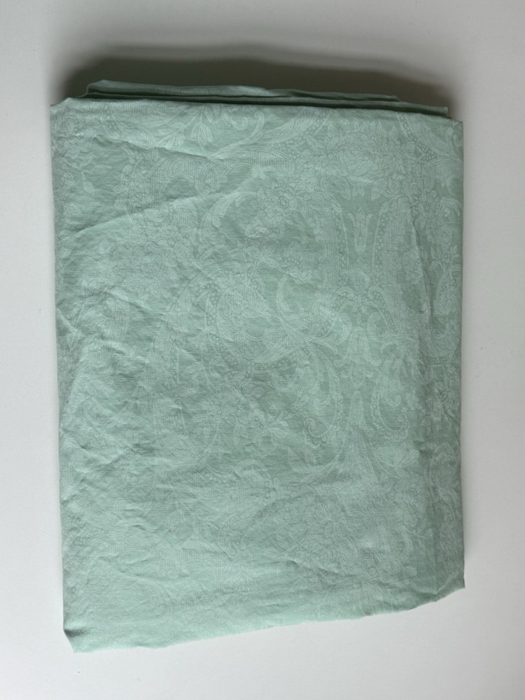Ralph Lauren FULL FLAT Sheet Avery Green Cotton Damask Vintage 1994 1990s