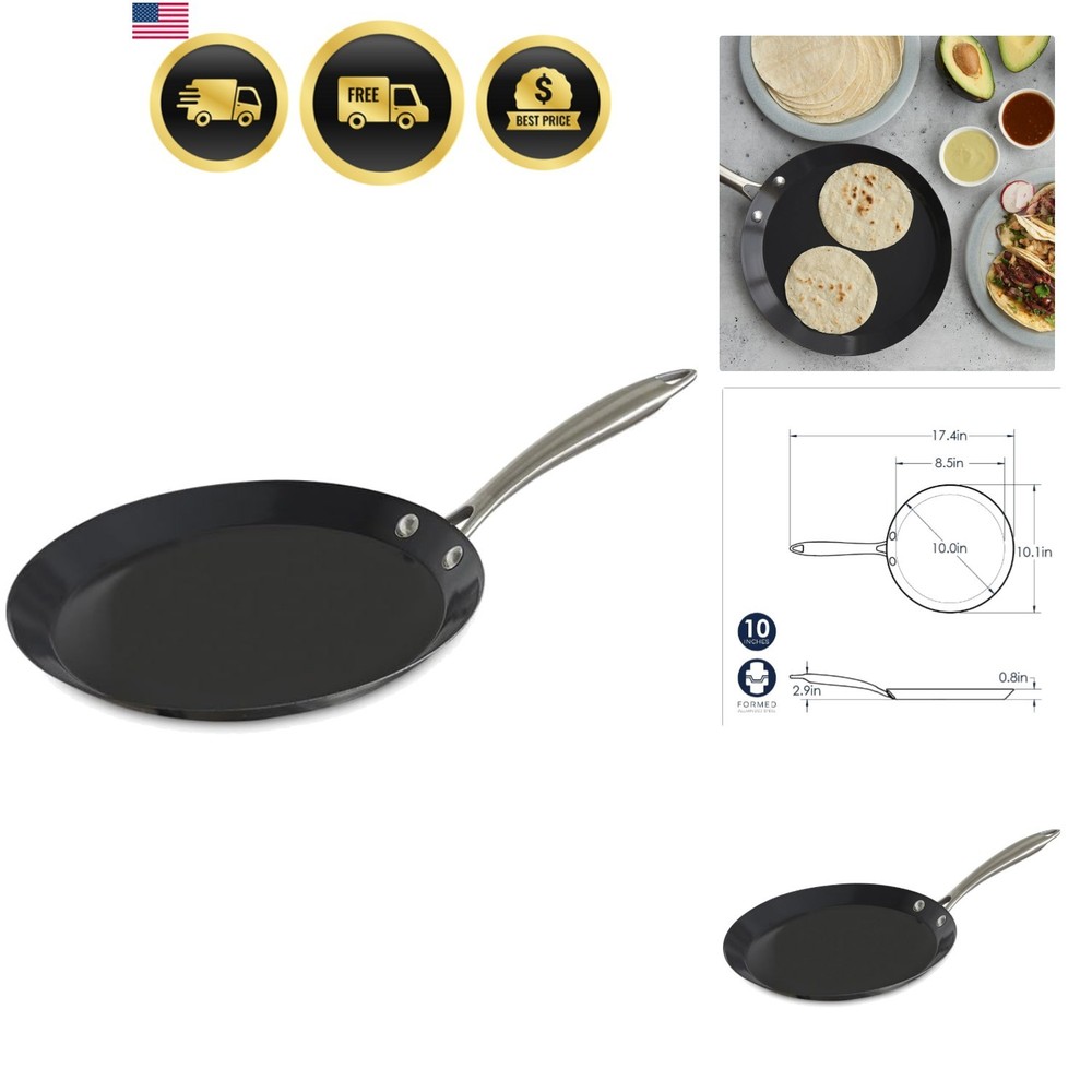 Traditional French Steel Crepe Pan, 10-Inch