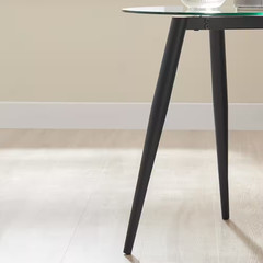 Van Beuren 21.75 In. X 19.75 In. Black and Glass round Side Table with Modern Me