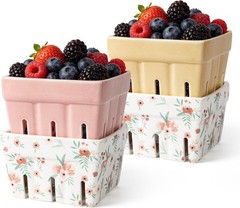 AELS Ceramic Berry Basket, Farmhouse Fruit Bowl Container for Fruit & Vegetables