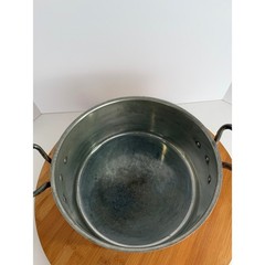 Fabrication Francaise Copper Pot Tin Lined w/ Lid 2 Handles 10.25″ 2 mm READ