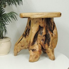 GREENAGE Natural Cedar Mushroom Stool Plant Stand Nightsstand Side Table 13.5″ H
