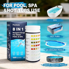 8-In-1 Pool and Spa Test Strips, 100 Count Water Testing Kit for Saltwater & Chl