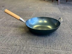 13.5″ Carbon Steel Flat Bottom Wok Hand Hammered,Pre-Seasoned,Works on All Stove