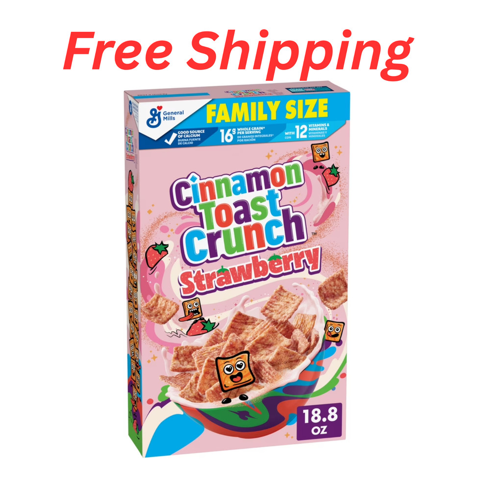 Cinnamon Toast Crunch Strawberry Breakfast Cereal, Crispy, Family Size, 18.8 oz