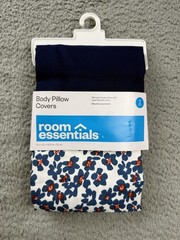 Room Essentials Body Pillow Covers 2 Pack 20×52 Navy Floral Machine Washable