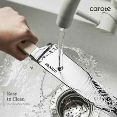 CAROTE Kitchen Knives, Stainless-Steel Blades & Triple-Riveted BEIGE Handles NEW