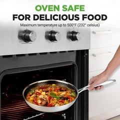 NutriChef Non-Stick Frying Pan w/Lid – 500°F Heat Resistant, PFOA/PFOS FREE