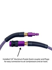 Polyurethane(PU) 1/4-Inch x 50FT Reinforced, Air Hose with 1/4” Swivel Solid Alu