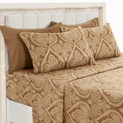 Deep Pocket 6 Piece Bed Sheet Set 1800 Series Microfiber Comfort Paisley Sheets