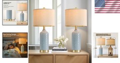 Luxurious 24.25” Energy Efficient LED Table Lamps Set in Blue for Cozy Spaces