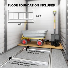 4.6′ x 9′ Metal Outdoor Storage Shed with Lockable Doors, Gray