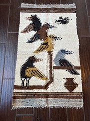 Folk Art Hand Woven Wool Birds Tree Tapestry Vintage 45×25 South America Ecuador