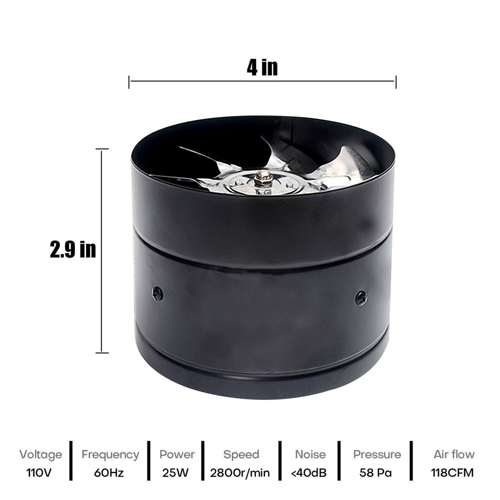 4/6/8/10″ Inline Duct Vent Blower Booster Fan 110V Ceiling Bathroom Ventilation