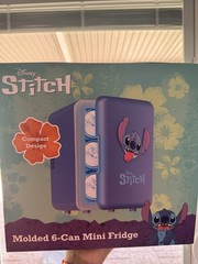 Disney Stitch Molded 6-Can Mini Fridge Compact Blue Tabletop Less Than 10 in