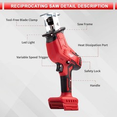 Cisivis 18V Cordless Reciprocating Saw for Milwaukee M18 Battery – Bare Tool