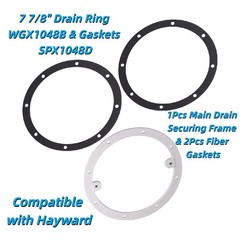 For Hayward 1Pcs 7 7/8″ Drain Ring WGX1048B & 2Pcs Fiber Gaskets SPX1048D New