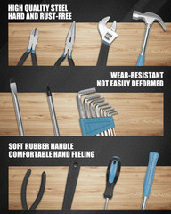 144-Pc Home Tool Kit – Basic Household Repair Set w/ Hammer, Pliers, Wrenches