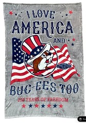 4 of July Buc-Ees 250 Years Of Freedom Blanket & Plush Set 50″x70″ Patriotic Des