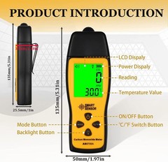 2PC Carbon Monoxide Detector Plug 3-in-1 CO Level Monitor Alarm with Temp Sensor