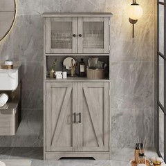 50″ Kitchen Storage Cabinet Pantry Cupboard with 4 Doors & Adjustable Shelves