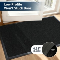 Black Heavy Duty Commercial Entrance Mat Non Slip Beveled Edge Wheelchair Rug