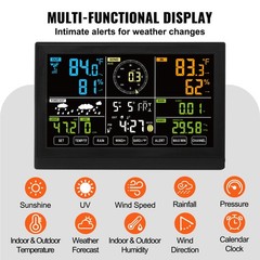 VEVOR 7-in-1 Wireless Weather Station 7.5 in Large Display for Indoor Outdoor