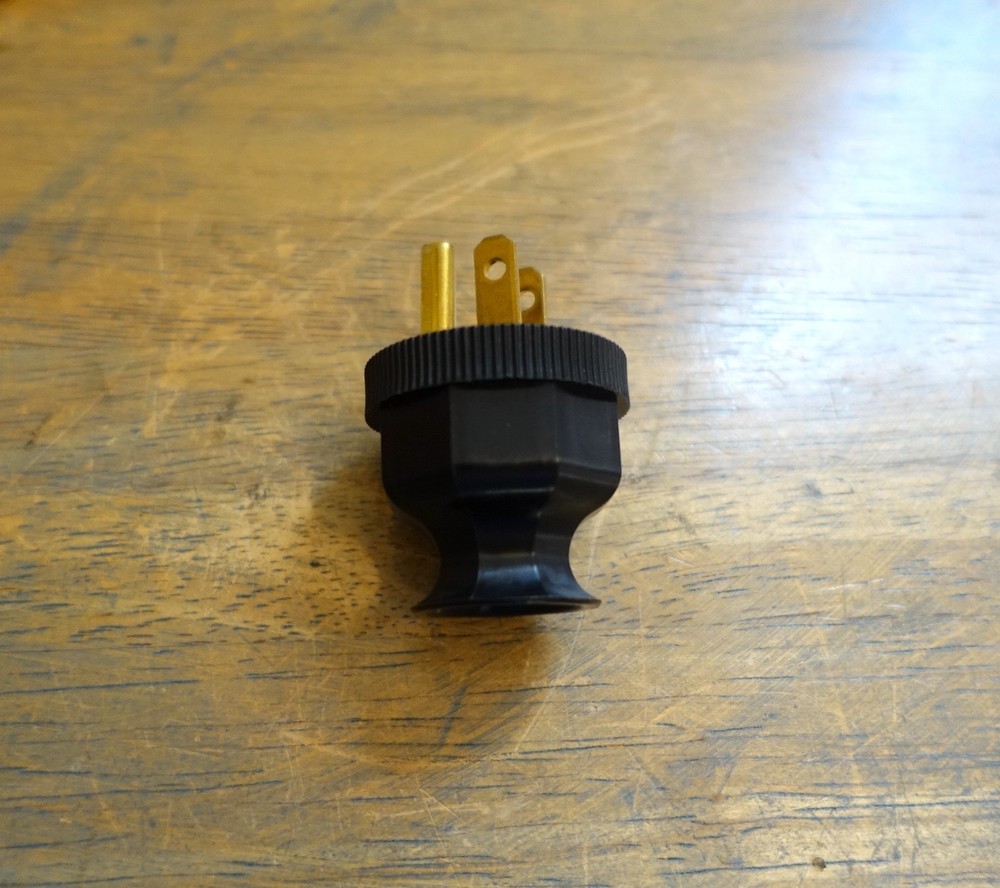 3 Prong Antique Replica Electrical Plug – Grounded long neck decagon design