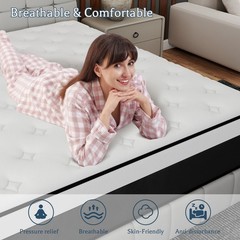 10″/12″/14″ Twin Full Queen King Mattress In a Box Gel Memory Foam Hybrid Spring