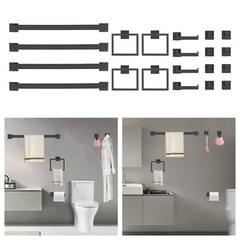 8.99 Lbs Modern Bathroom Wall Mount Towel Bar Set Stainless Steel Black