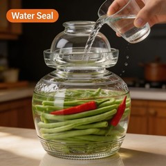 1.5L Glass Jar with Lid Fermentation Jar, Traditional Fermenting Kit Crock with