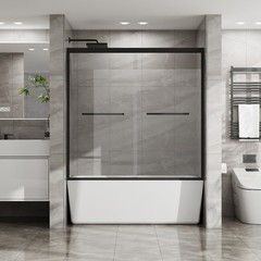 Double Sliding Bathtub Shower Door 60 in. W x 58 in. H Shower Enclosure