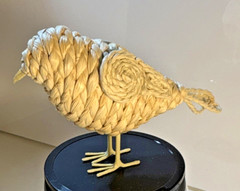 Wicker Bird Figurine Beige Farmhouse Animal Decor Less Than 10 in