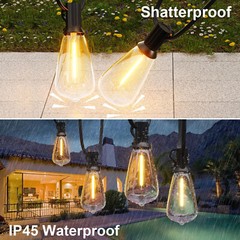 50FT – 500FT LED Outdoor String Lights Dimmable Waterproof ST38 LED Patio Lights
