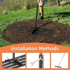 30″ x 10″ Leveling Rake for Backyard Leveling Kit, 6.5FT Heavy Duty Lawn