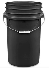 7 Gallon Food Grade Bucket Pail BPA Free Black with Screw On Lids (Pack of 2)