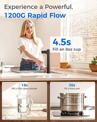 Waterdrop X12 Alkaline Mineral pH+ Reverse Osmosis System,1200 GPD Fast Flow RO