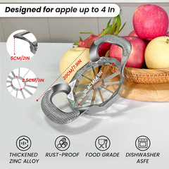 Apple Slicer and Corer All-metal Construction Cutter with 12 Stainless Steel