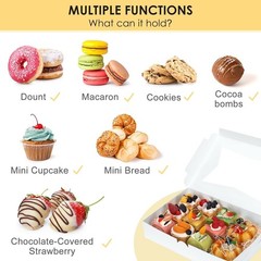48pcs Bakery Boxes,12x8x2.5 Inches Cookie Boxes with 3 Style Window for Choco…