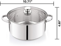 10-Piece Stainless Steel Cookware Set Pots and Pans Kitchen Cooking Set